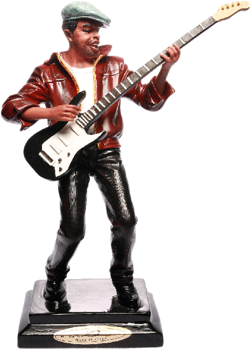 Guitarist Statuette Playing Music PNG image