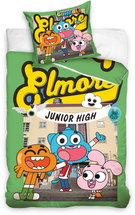 Gumball Elmore Junior High Bedding Set PNG image