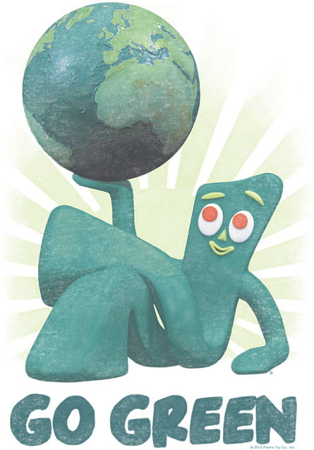 Gumby Holding Globe Go Green PNG image