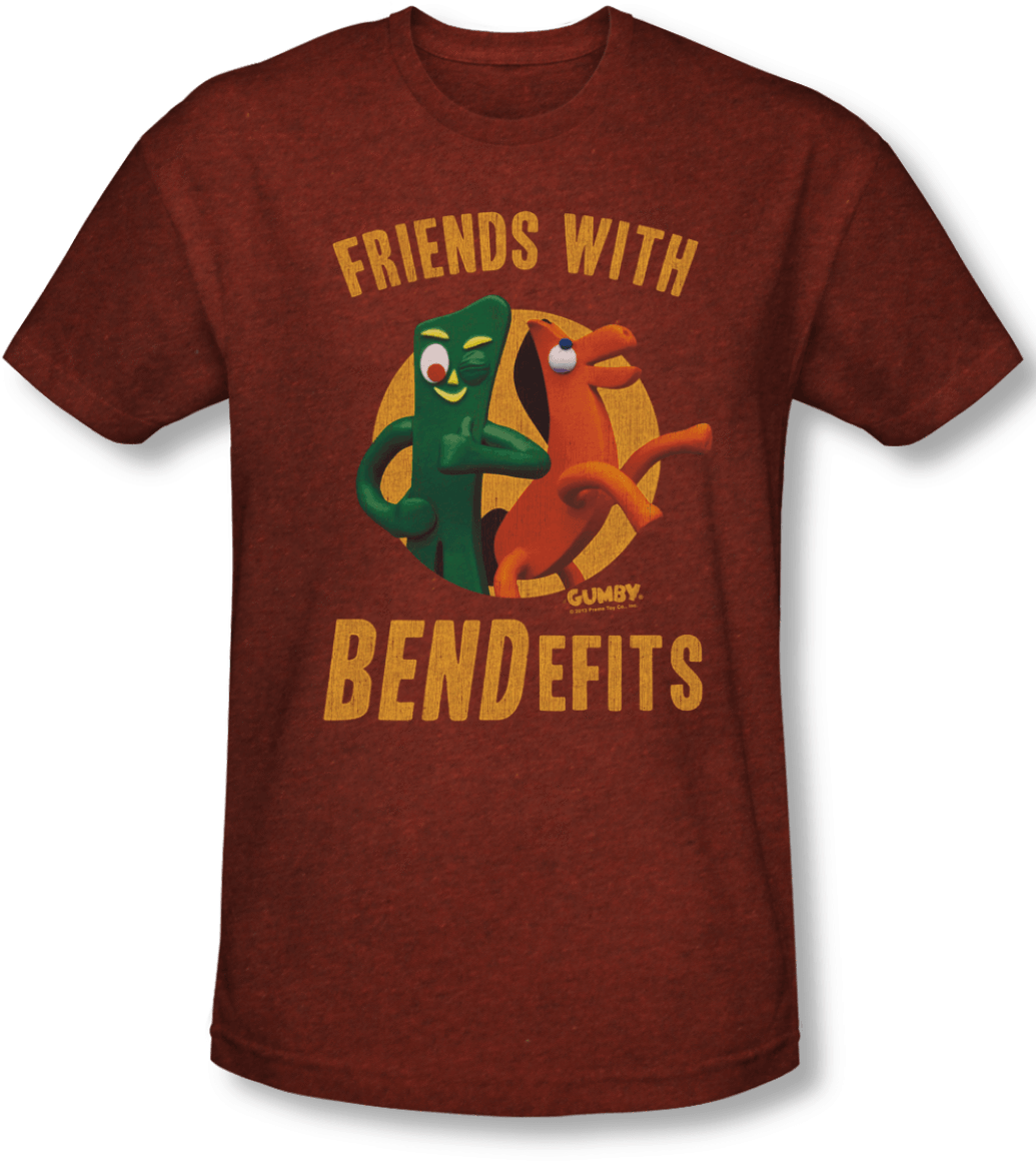 Gumbyand Pokey Friends With Bendefits Shirt PNG image