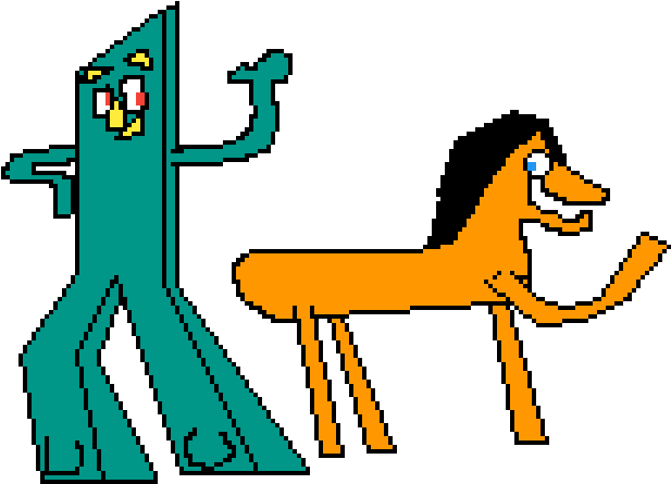 Gumbyand Pokey Pixel Art PNG image