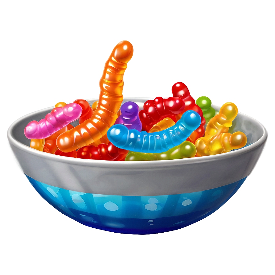 Gummy Worms In A Candy Bowl Png 51 PNG image