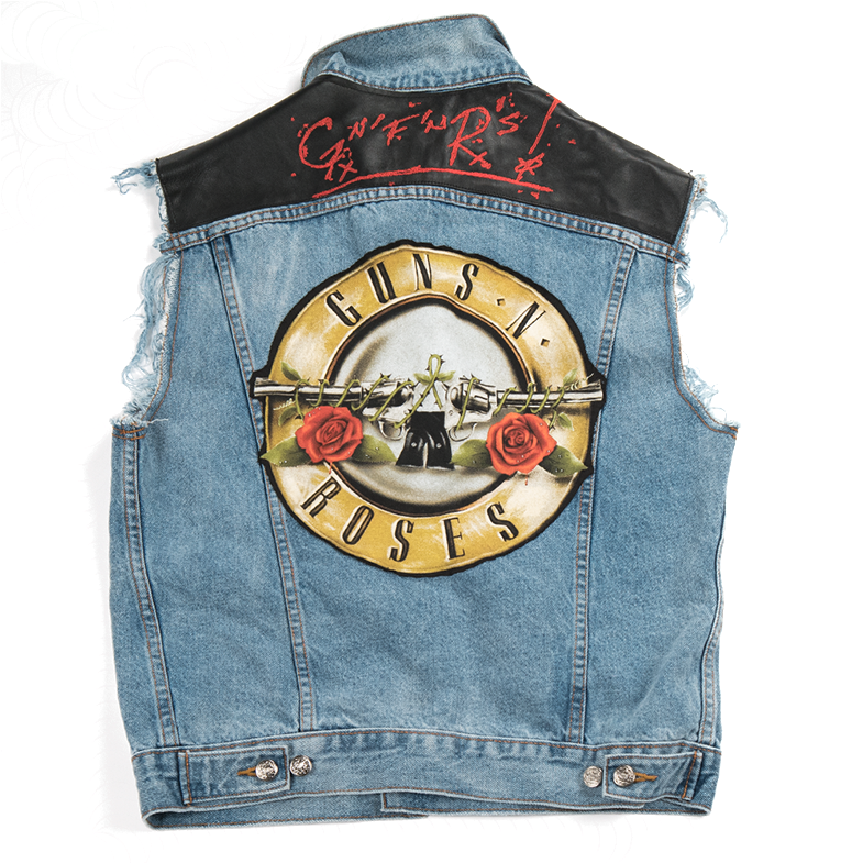 Guns N Roses Denim Vest Graphic PNG image