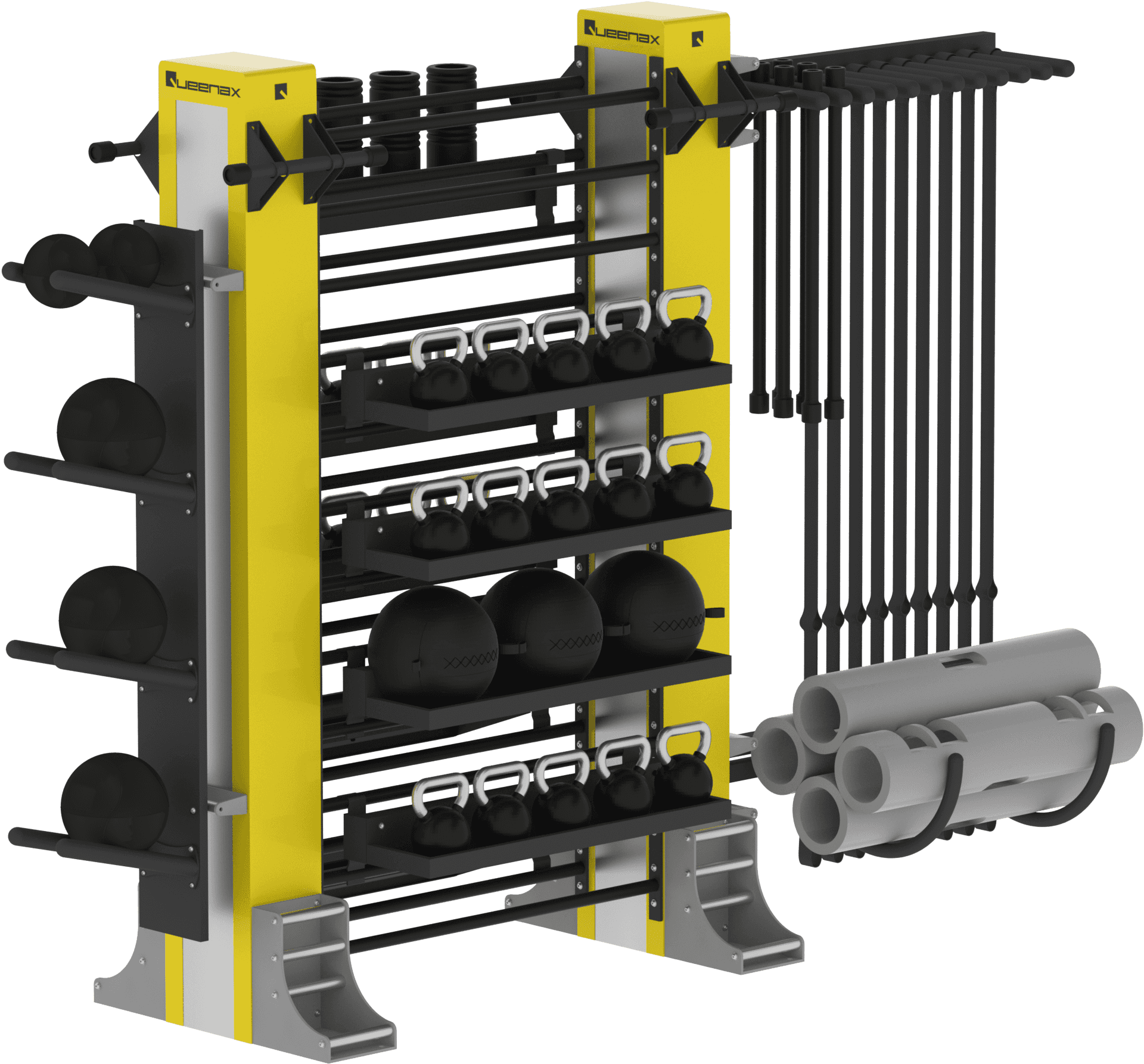 Gym Equipment Storage Rack PNG image