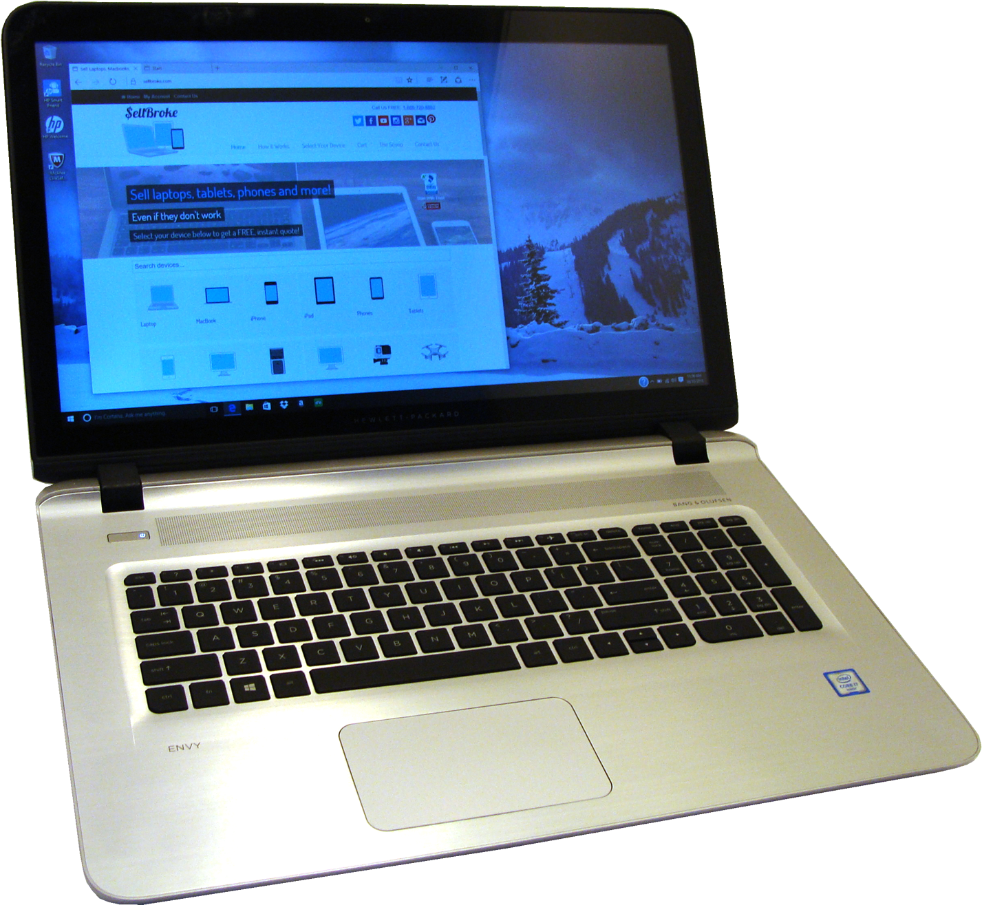H P Envy Laptop Displaying Website PNG image