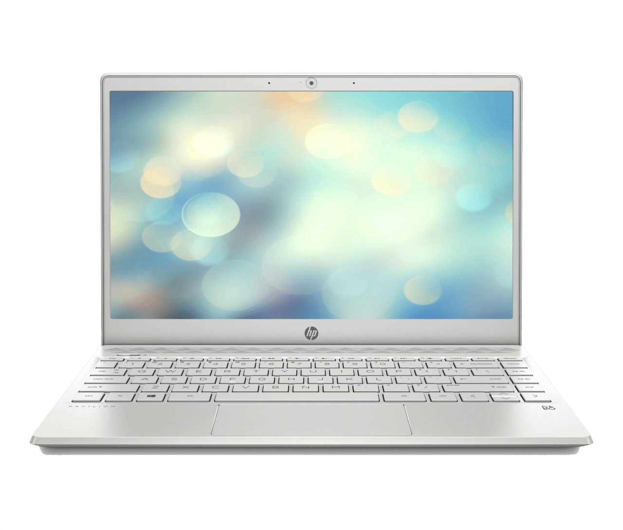 H P Laptop White Open Front View PNG image