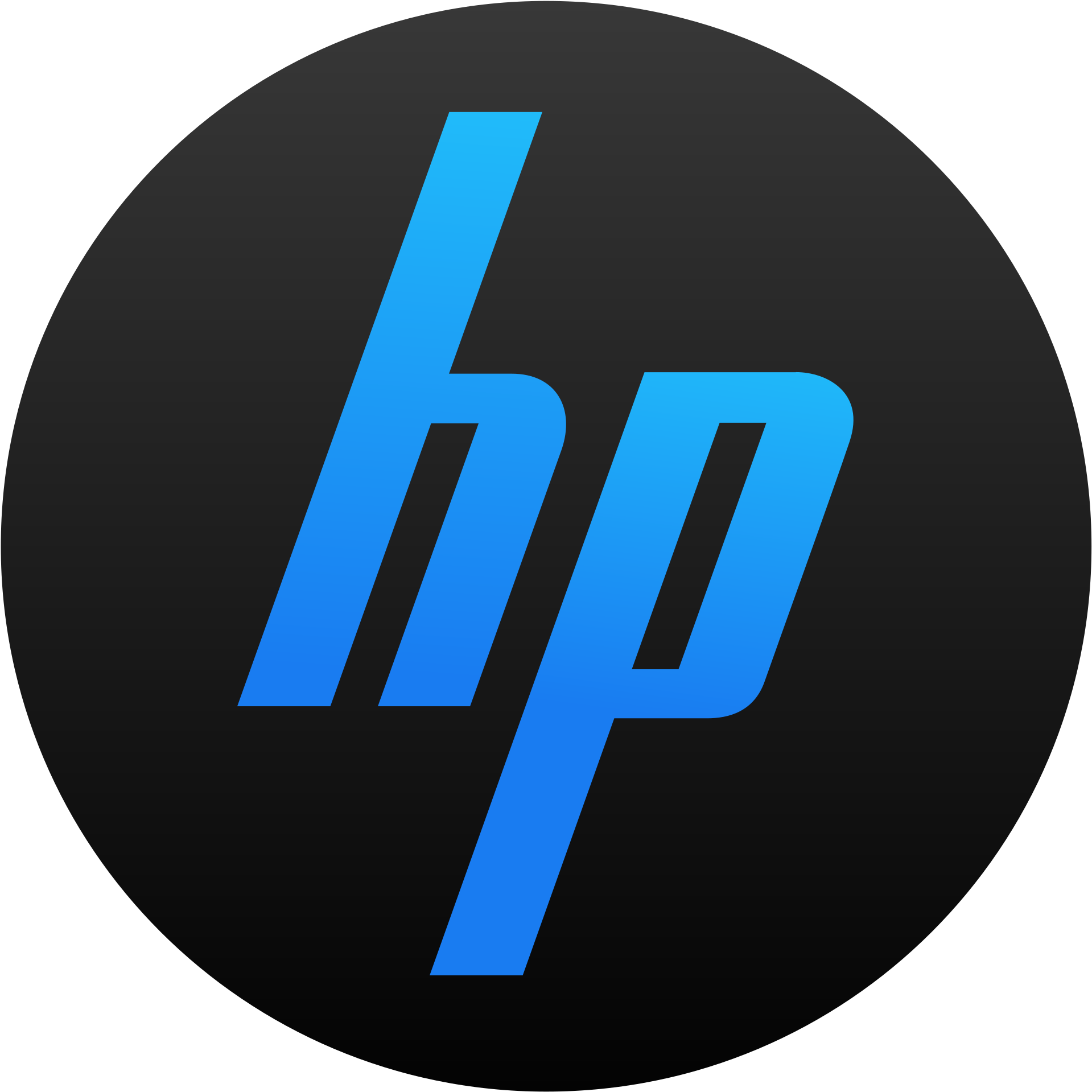 H P Logo Blueon Black Background PNG image