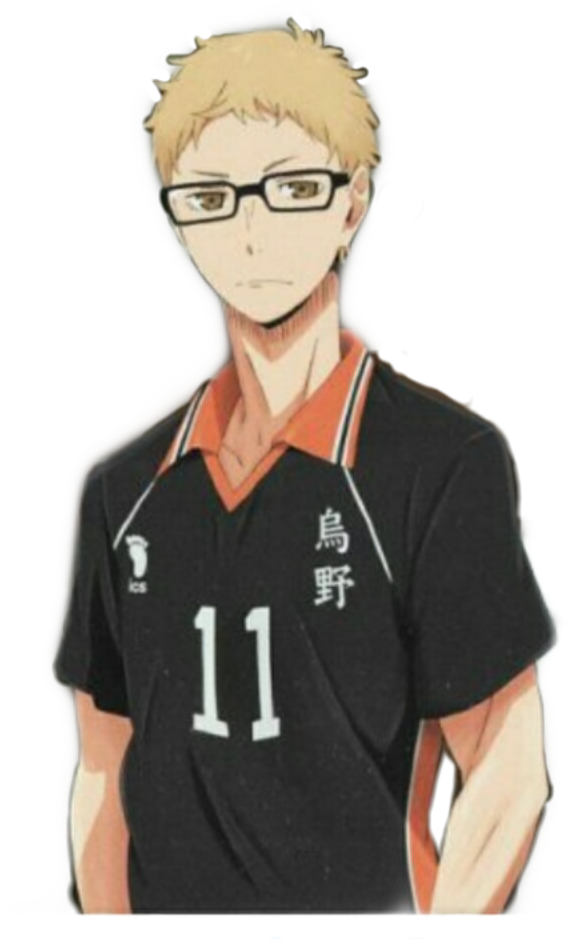 Haikyuu Character Kei Tsukishima In Volleyball Uniform PNG image