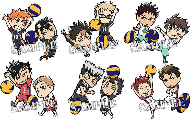 Haikyuu Characters Chibi Volleyball Action PNG image