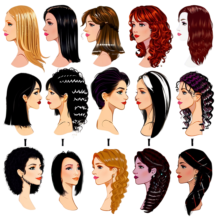 Hair Clipart Collection Png 06282024 PNG image