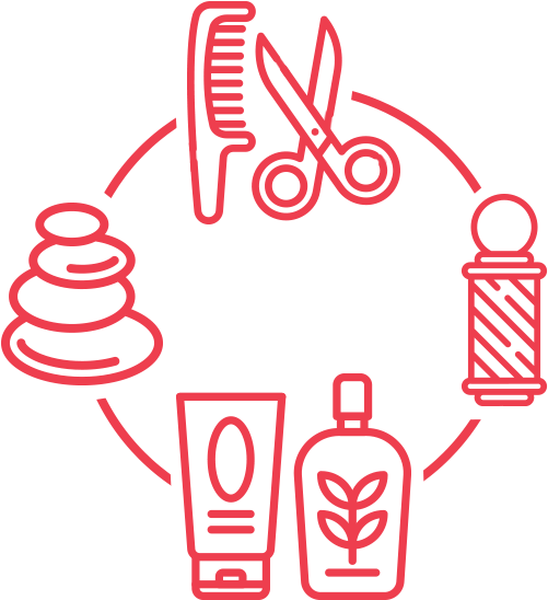 Hair Styling Toolsand Products Icon Set PNG image