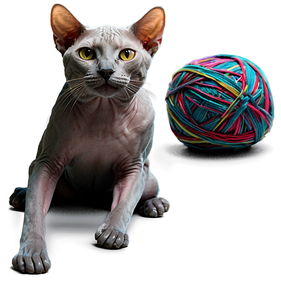 Hairless Cat And Yarn Png Ojm PNG image