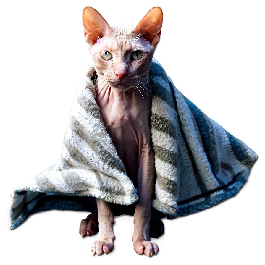 Hairless Cat With Blanket Png Pqo PNG image