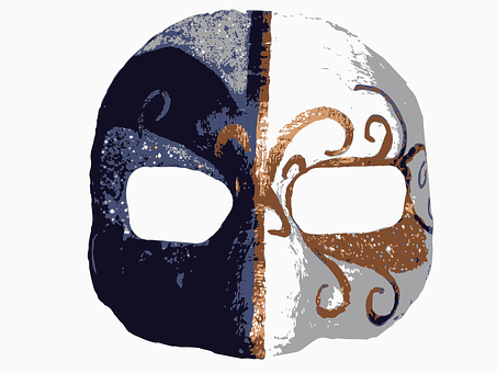 Half Blue Half White Masquerade Mask PNG image