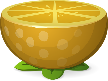 Half Cut Lemon Cartoon Illustration PNG image