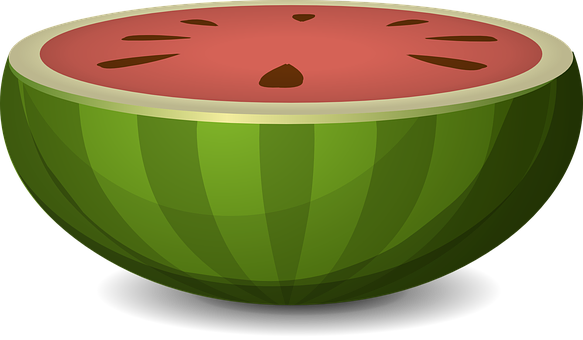Half Cut Watermelon Illustration PNG image