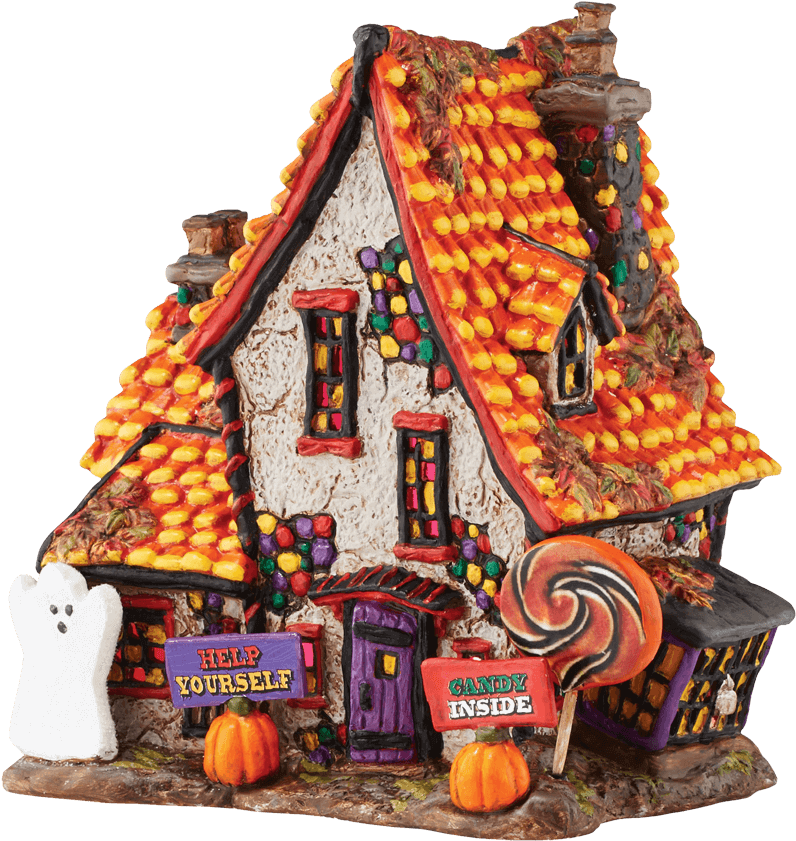 Halloween Candy Cottage Figurine PNG image