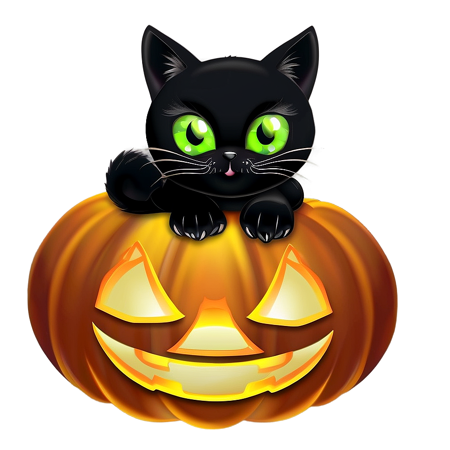 Halloween Cartoon Black Cat Png 06252024 PNG image