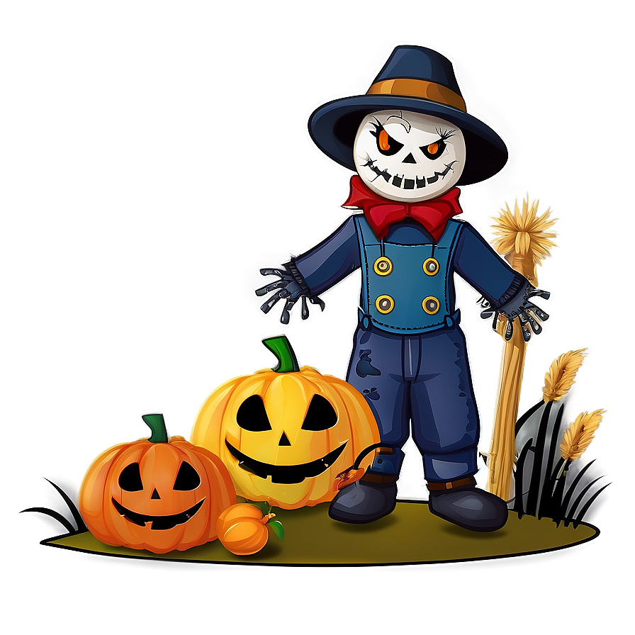 Halloween Cartoon Scarecrow Scene Png 57 PNG image