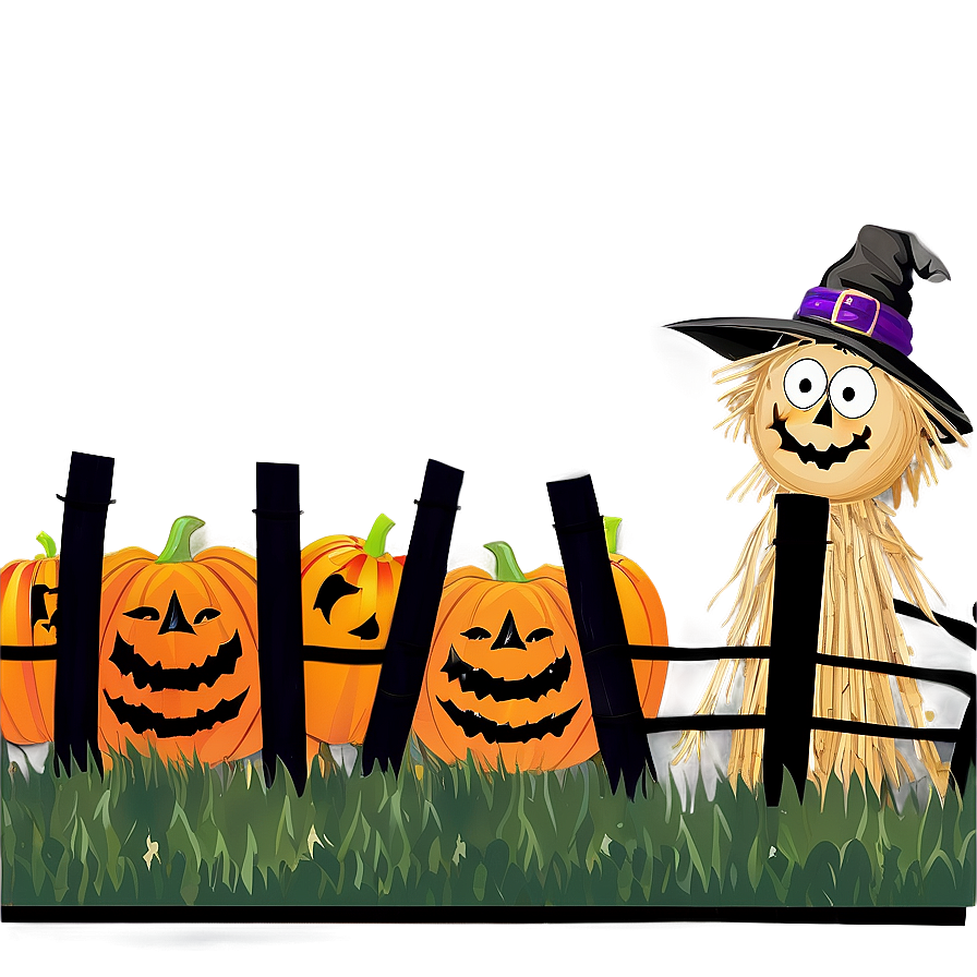 Halloween Cartoon Scarecrow Scene Png Axs8 PNG image