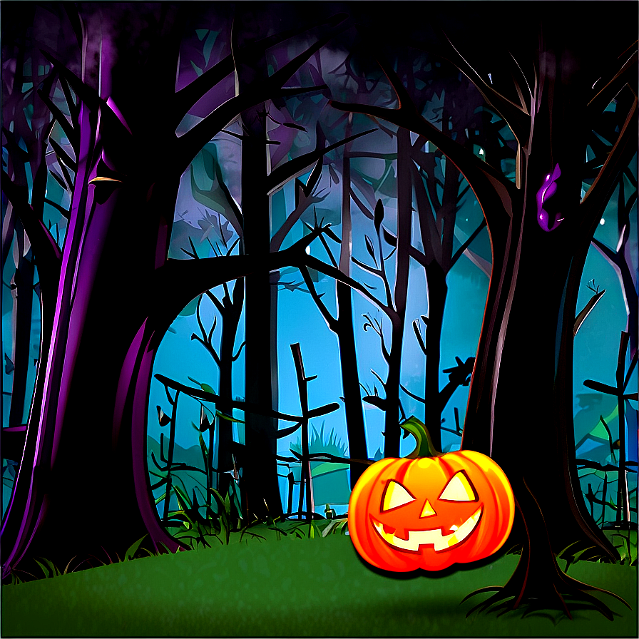 Halloween Cartoon Spooky Forest Png Lwp PNG image