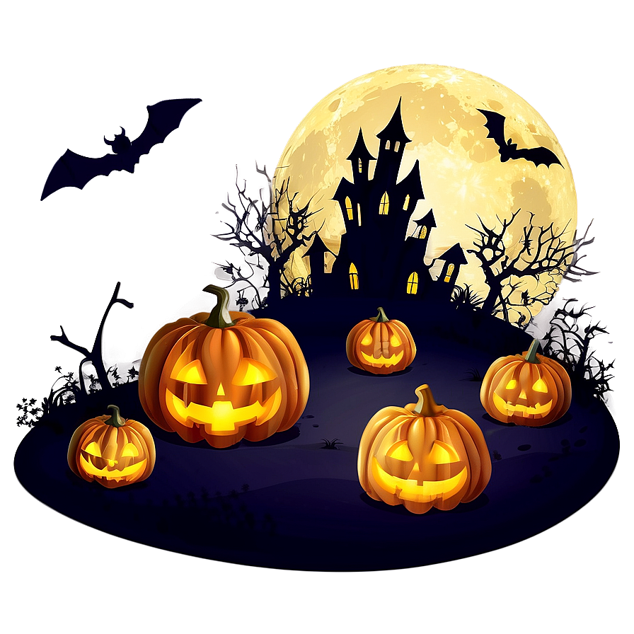 Halloween Night Cartoon Scene Png 06252024 PNG image