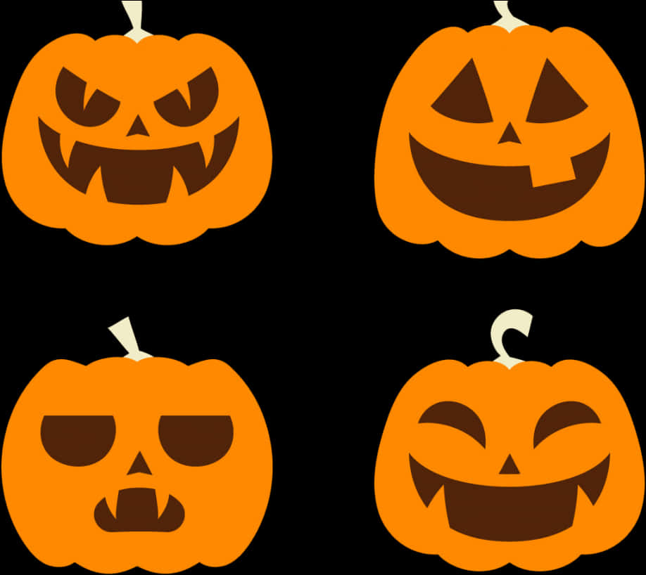 Halloween Pumpkin Faces Vector PNG image