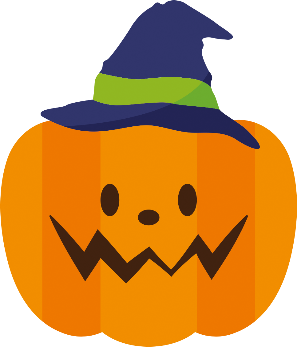 Halloween Pumpkin Witch Hat Vector PNG image