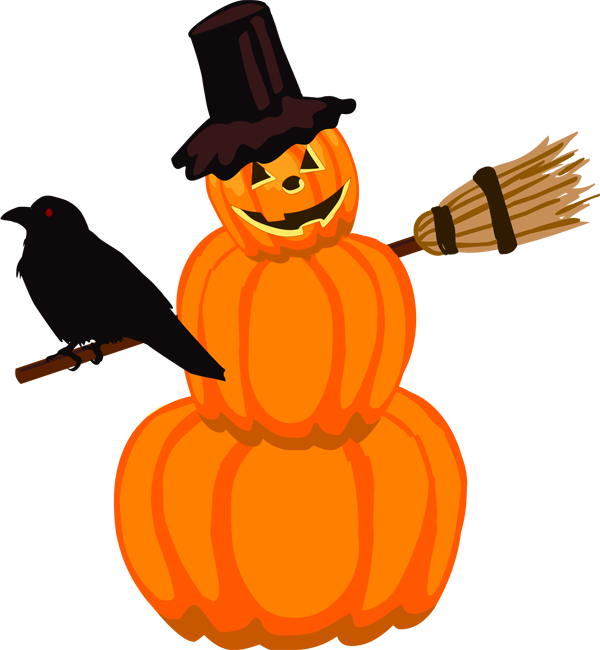 Halloween Pumpkinwith Hatand Crow PNG image