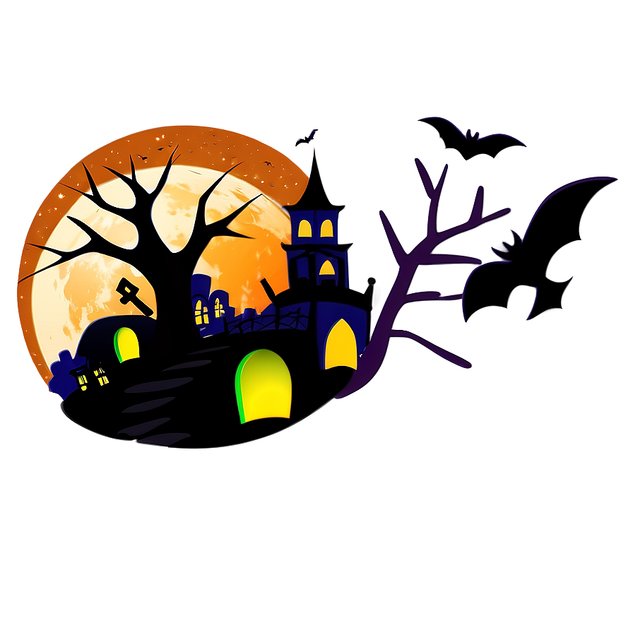 Halloween Town Scene Png 05212024 PNG image