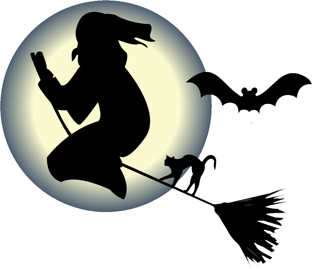 Halloween Witch Silhouette Moonlight PNG image