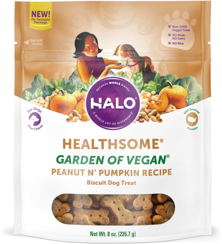 Halo Vegan Dog Treats Peanut Pumpkin PNG image