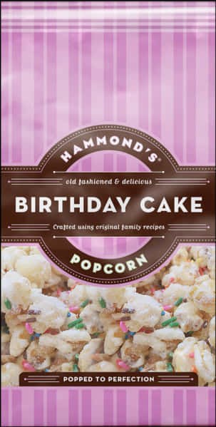 Hammonds Birthday Cake Popcorn Packaging PNG image