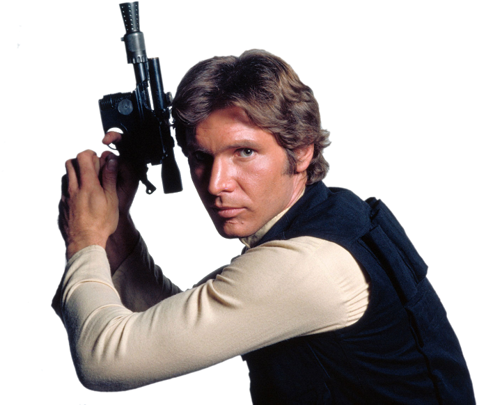 Han Solo Blaster Ready Star Wars PNG image