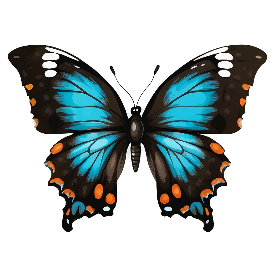 Hand Drawn Black Butterfly Png 06252024 PNG image