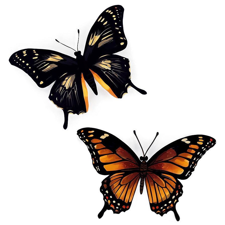 Hand Drawn Black Butterfly Png 5 PNG image