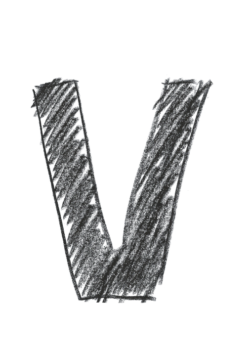 Hand Drawn Black Chalk Letter V PNG image