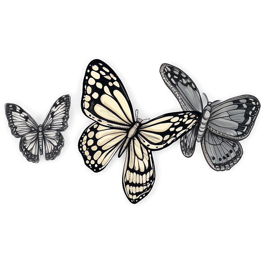 Hand Drawn Butterfly Sketch Png Vlm PNG image