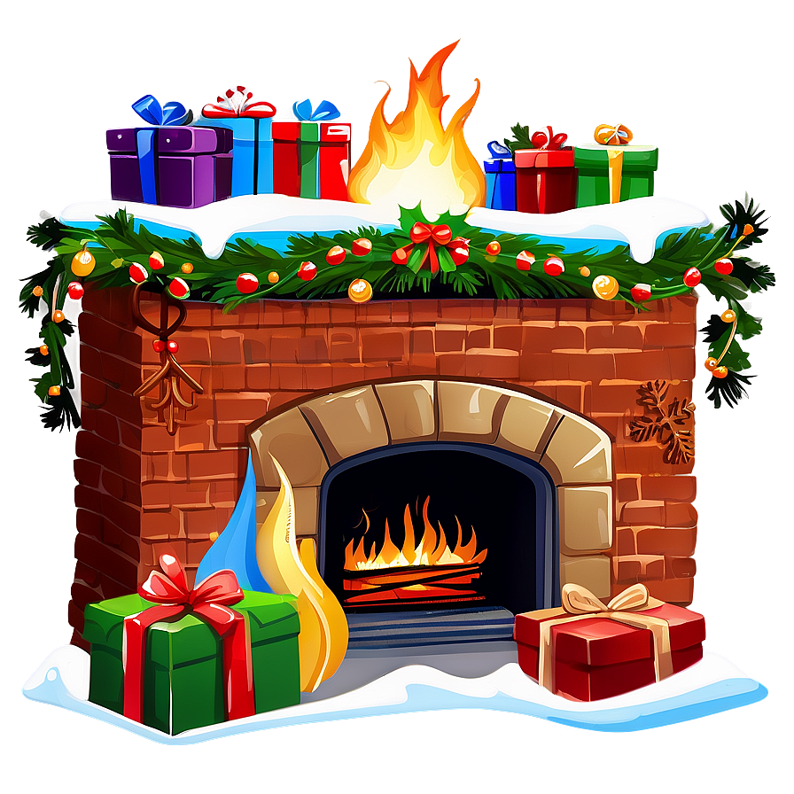 Hand-drawn Christmas Fireplace Png 06262024 PNG image