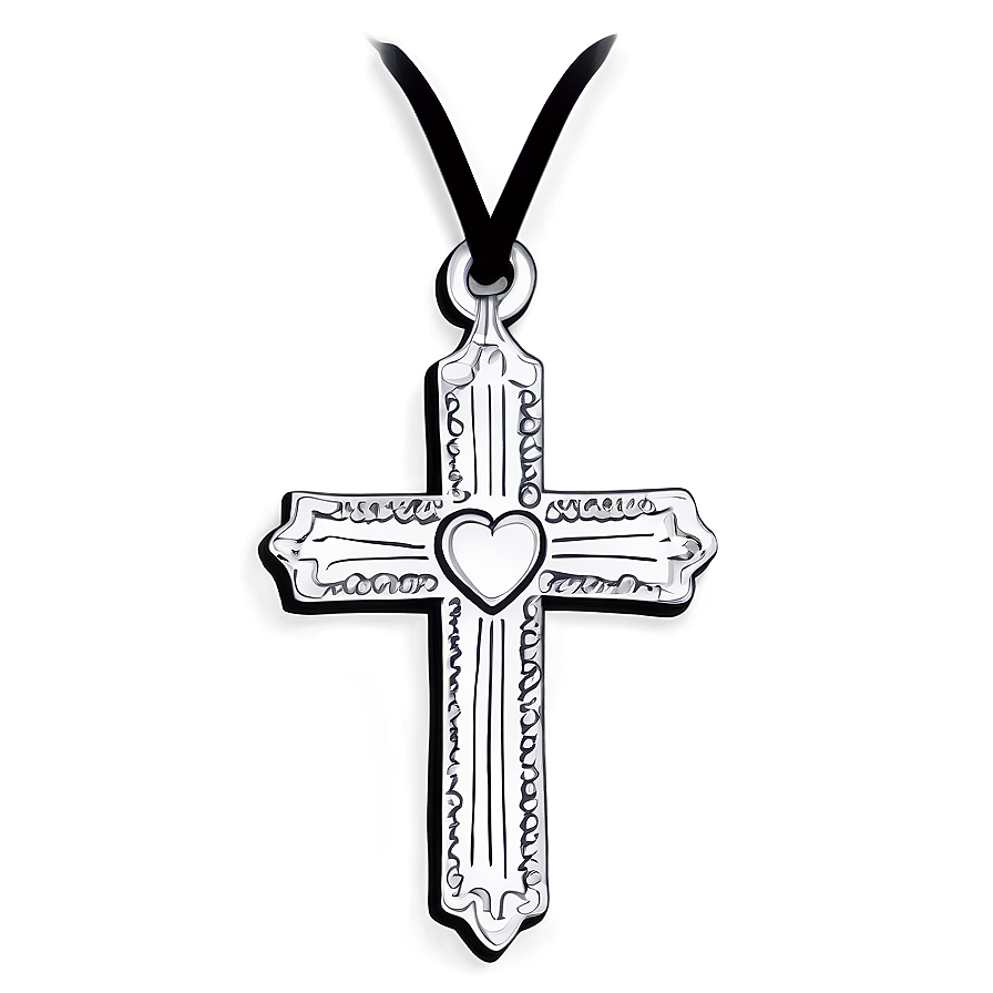 Hand-drawn Chrome Heart Cross Png 06132024 PNG image