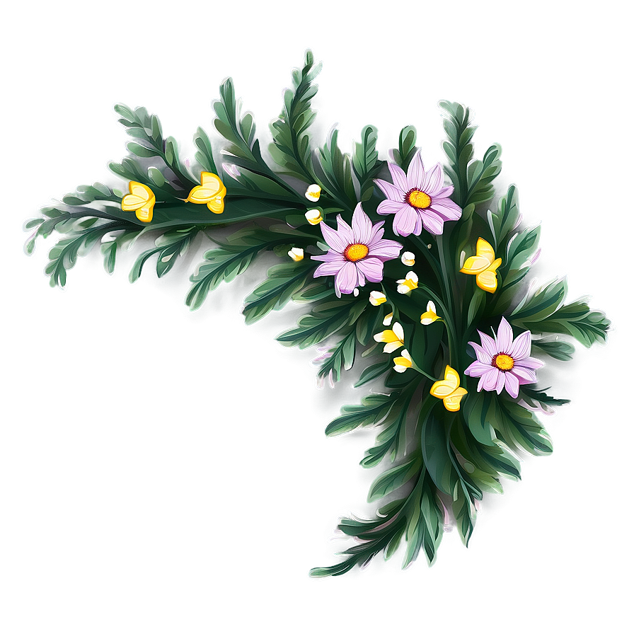 Hand-drawn Corner Flower Png Bhe PNG image