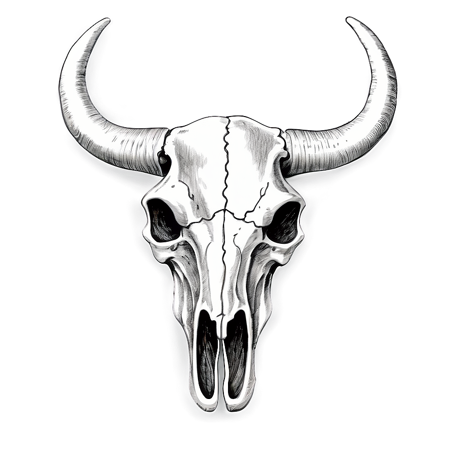 Hand-drawn Cow Skull Png 06132024 PNG image