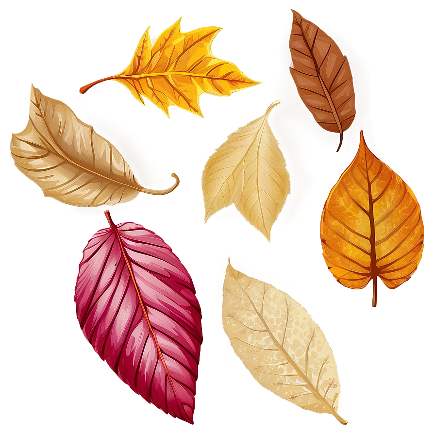 Hand Drawn Fallen Leaves Png Aqp PNG image