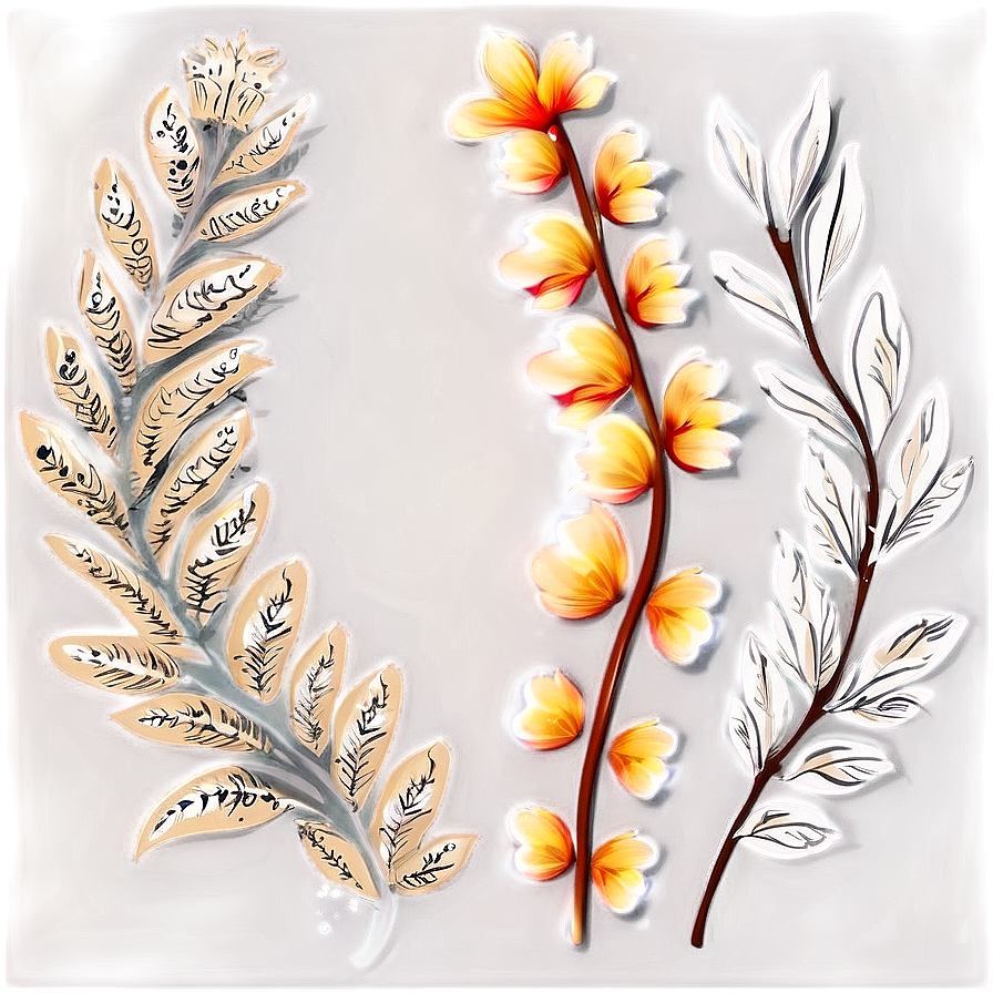 Hand Drawn Floral Elements Png Byo PNG image