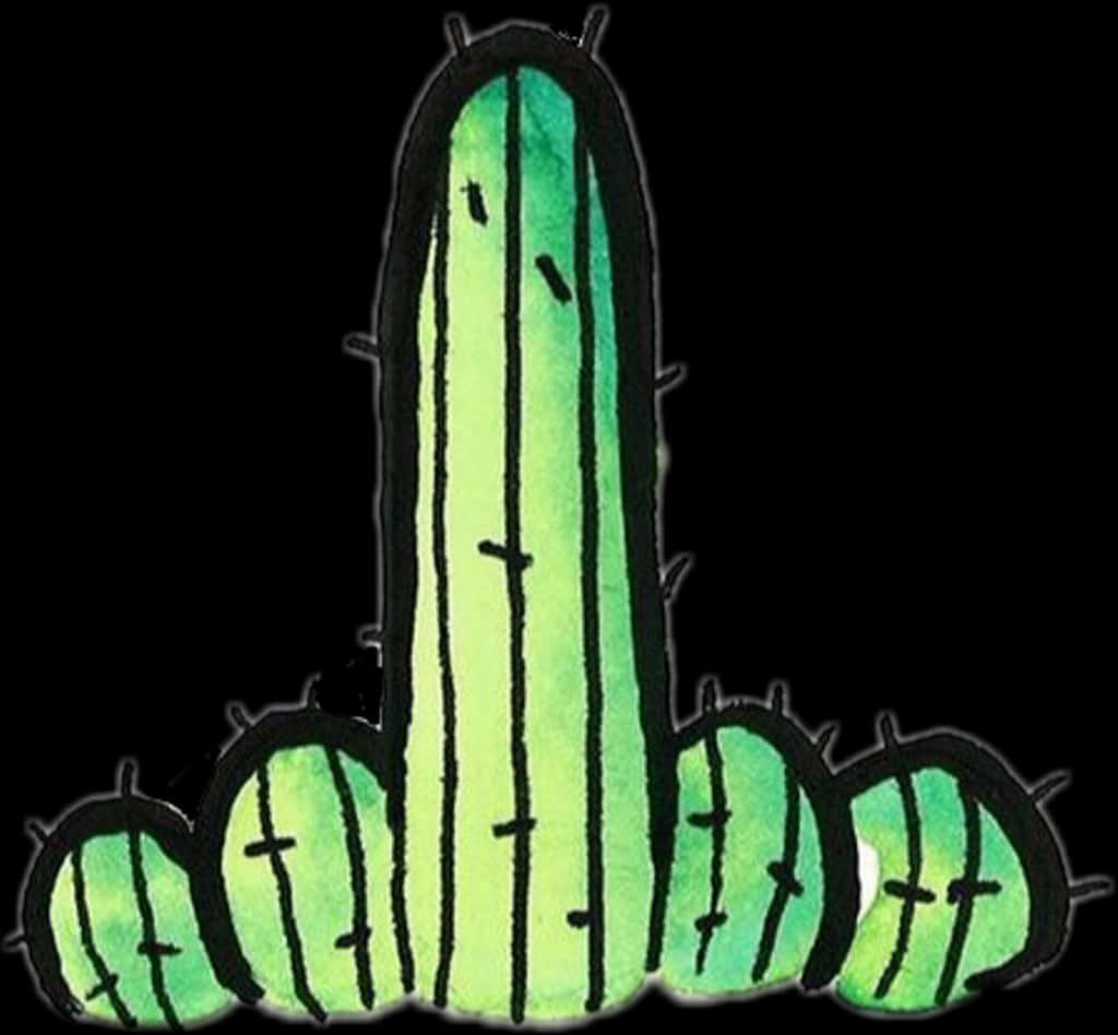 Hand Drawn Green Cactus Illustration PNG image