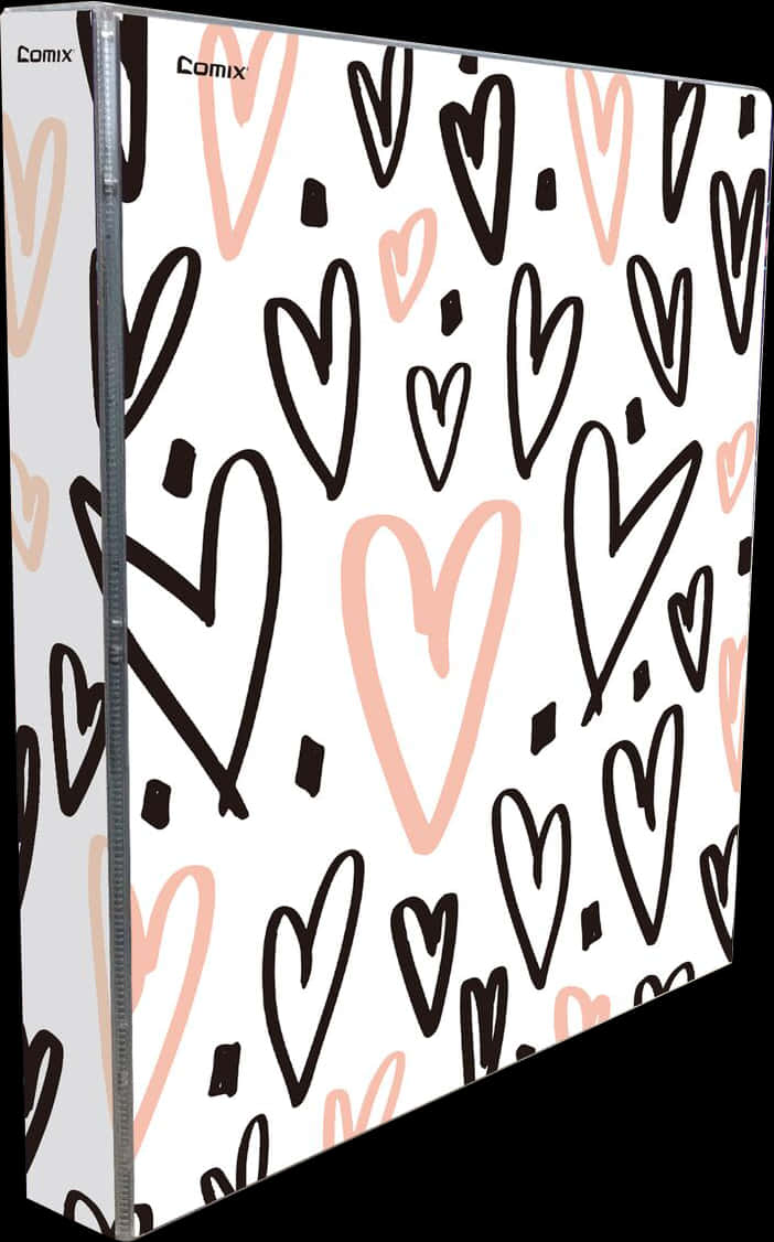 Hand Drawn Hearts Pattern Binder PNG image