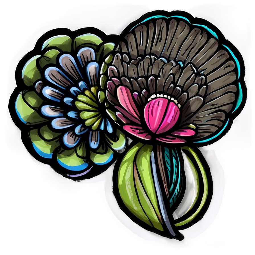 Hand-drawn Indie Flower Art Png 06252024 PNG image