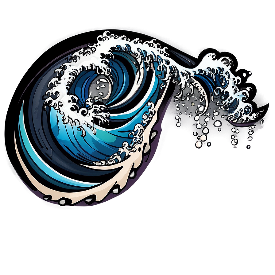 Hand Drawn Japanese Wave Png 28 PNG image