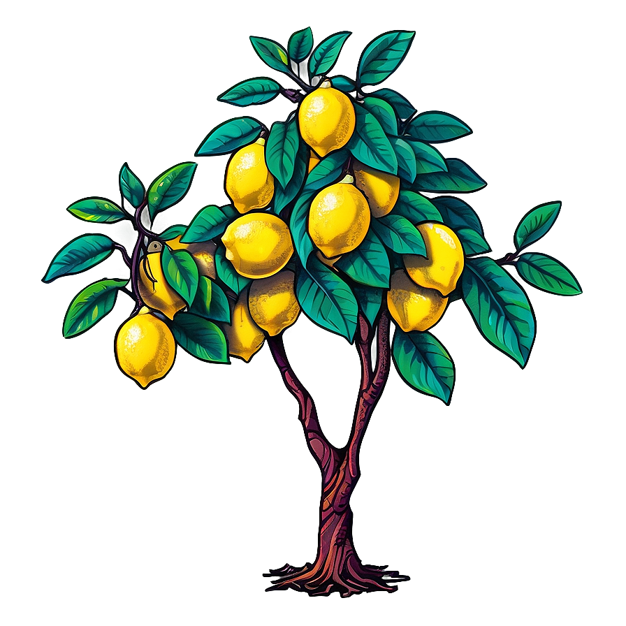 Hand-drawn Lemon Tree Png Wvs25 PNG image