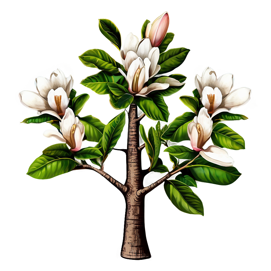 Hand Drawn Magnolia Tree Png 8 PNG image